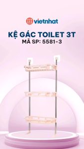 Kệ Để Đồ Dùng Nhà Vệ Sinh Gác Toilet 3 Tầng Việt Nhật Gắn Tường - Giá Gác Bồn Cầu Để Đồ Phòng Tắm Đa Năng Dán Dính Tường