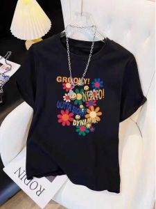 Big Brand Womens Cotton Short-Sleeved T-shirts Summer Thin Stylish Small Fashion Loose and Slimming T-shirt Top