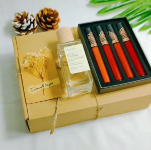 Hộp Quà Sinh Nhật Cho Nữ Gồm Nước Hoa Nữ Shimang Son Thiệp Gói Quà Phong Cách Vintage