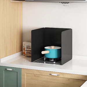 Kitchen Oil Splash Guard Black Stove Heat Insulation Thickened Gas Cooktop Anti-Splash Panel Foldable