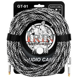 IRIN | GT-91 Guitar Connection Cable 10m PVC Plastic+Metal Noise Reduction Braided Wiring Double Straight Head Connection Cables