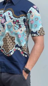 Kemeja Batik Pria Slimfit Stretch Lengan Pendek Bahan Stretch Melar Premium