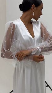 PEARLS BRIDAL  ROBE WHITE BRIDAL ROBELONG BRIDE ROBEGET READY ROBELONG BRIDAL WHITE ROBE  BRIDAL GIFT