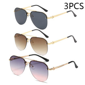 New Fashion Metal Half Frame Womens Outdoor Sunglasses Classic Double Beam Glasses