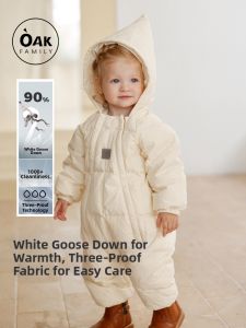 OAK FAMILY | Áo liền quần trẻ em có mũ giữ ấm lông ngỗng trắng