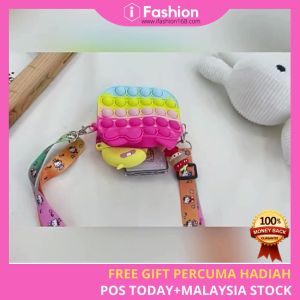 iFASHION 1297 Kids Pop It Fidget Push Bubbles Stress Relief Toy Rainbow Kawaii Colourful Coin Purse Wallet Bag Bags