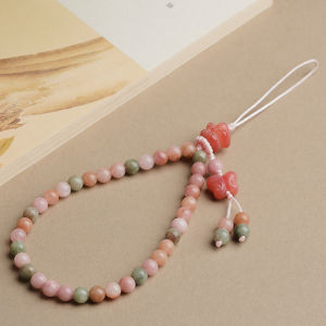 Natural Pink Series Jadeite Phone Chain Princess Butterfly Love Flower Mobile Phone Lanyard Anti-Loss Pendant Handmade Design