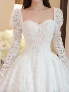 White Lace Embroidery Elegant Slim Waist Dress