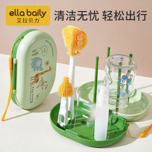 Portable Silicone Cleaning Brush Set for Baby Bottles Travel Storage Box Specialized in Cleaning Newborn Baby Feeding Supplies