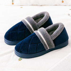 Womens Cotton Slippers Winter Indoor Home Thick Bottom Warm Anti-Slip Plush Mens Cotton Slippers Winter Comfortable Rubber Tpr Sole