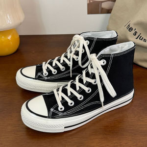 Black Retro Ulzzang Canvas Shoes Versatile Trendy Hong Kong Style Four Seasons Couple INS Harajuku Casual Classic Style Shoes