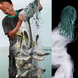 25m Fishing Net - Single Mesh Nylon for Hand Casting W/Float & Sinker Saltwater/Freshwater Trap (UV-Resistant)