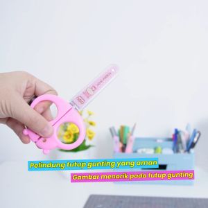 Deli Hippo Gunting Dengan Pegangan Lengan Desain Lolypop Fancy Stainless Steel Tahan Lama E6069