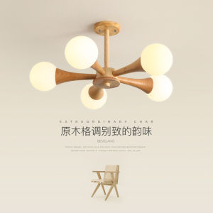 Modern Minimalist Nordic Style Bedroom Ceiling Light Wooden Material Warm Romantic Room Lamp Bean Sprout Main Bedroom Lamp