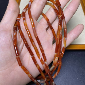 Natural Red Agate round Tube Beads 4*12mm Wound Silk DIY Half Finished Products for Bracelet Necklace Accessories Loose Beads