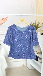 Áo kiểu thiết kế họa tiết hoa nhí nhẹ nhàng chất liệu Xô Nhật AN4L0648 Thời trang Thiều Hoa