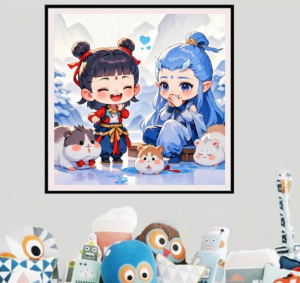 Ná Lót Thêu Chữ Thập Zhaoyi 2025 Mới Thêu Sợi Phòng Ngủ Phòng Trẻ Em Hoạt Hình Dễ Thương Đơn Giản Nhỏ Gọn