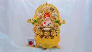 Tháp tỏi chưng ông Địa ngọc thực Di Lặc ngồi gật đầu năng lượng có đèn - TỎI CÁT TƯỜNG