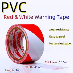 Red and white warning tape width 4.5cm long 16M red and white pvc demarcation tape zebra floor tape warning landmark sticker floor workshop 5S division area tape