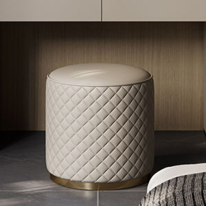 เก้าอี้แต่งหน้าหรูหรา หนังแท้ ไม้ รูปทรงกลม ขนาดเล็ก สำหรับห้องนอน ห้องนั่งเล่น เก้าอี้แบบพับได้ ไม่ต้องประกอบ