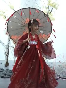 1.13FE ชุดฮั่นฟู่สำหรับเด็กชุดฤดูร้อนชุดเดรสนางฟ้าสุดสไตล์จีนสำหรับเด็กผู้หญิง 12 เด็กหญิงวัยขวบเศษสง่างามชุดถังกระโปรงสไตล์โบราณ 1.14