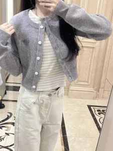 Gray Niche Style Outerwear Knitwear Sweater Womens Autumn Stylish Lazy Style Long Sleeve Short Cardigan Coat Top