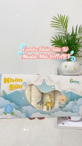 Combo Khăn Sữa Cho Bé Muslin 2 Lớp 4 Lớp Siêu Thấm Hút Họa Tiết Cute An Toàn Da Bé - 330C