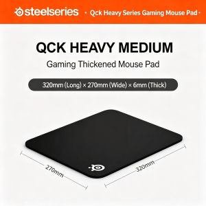 SteelSeries QcK Series Gaming Mouse Pad 6mm Thick Anti-Slip Rubber Base Qck Heavy M Microfiber Cloth Surface for FPS CSGO Esport