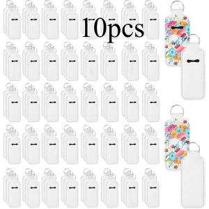 10 Pcs Sublimation Lipstick Holder Keychains with Key Rings – Heat Transfer Blanks for Travel Small Item Organizer for Women
