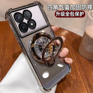 Ultra-Thin Silicone Protective Case for Xiaomi Poco X6Pro with Lens Film And Airbag Anti-Fall Stand International Version