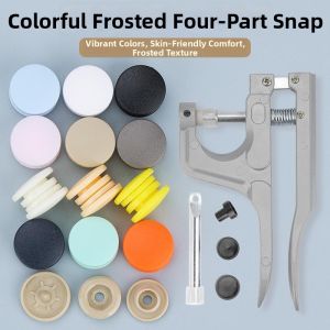 Resin Four-in-One Snap Colored Frosted Round No-Sew Concealed Button