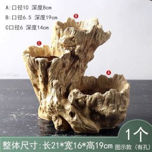 Artificial Wood Tree Pile Large Diameter Creative Succulent Shape Flower Pot Meat Special Basin For Home Multi-Mouth Flower Pot Special Offer Big Sale