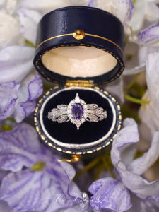 Aurora Princess Elegant Purple Open Ring French High-End Court Design Vintage Beauty Retro Geometric Pattern for Women