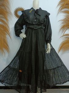 Liliarda Malika dress brokat tali gamis kondangan A Line Busui Friendly Kancing aktif Free Sabuk Lepas pasang Susun Super mayung wudhu friendly lengan karet full furing dijamin tidak nerawang nyaman adem lembut