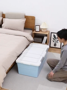 Underbed Storage Box with Wheels Large-Capacity Wardrob Quilt Storage Home Flat Toy Storage Organizer Box with Lid Dustproof Under Bed Storage Box#cd018