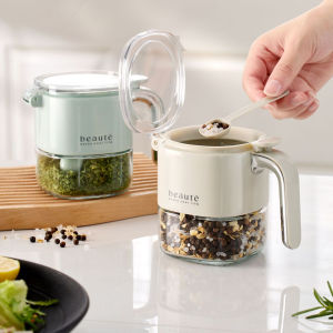 400ML Kitchen Large Capacity Press-type Sealed Seasoning Jar Salt Jar Storage Box Household Sealed Moisture-proof Seasoning Box MSG Seasoning Jar