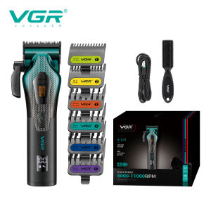 VGR | VGR high-end customized electric hair clipper gradient metal shell electric push shear intelligent control hair trimmer V-271