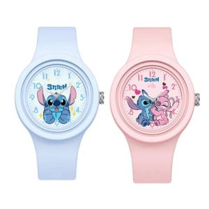 Disney |  New Stitch Children Watches for Girls Silicone Strap Round Quartz Kids Watch Boys Student Clock Gift Toys Para Ninos..*