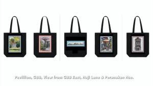 Uniquely Singapore Canvas Tote Bag - View from Gardens by the Bay East by local artist Joanna Wong