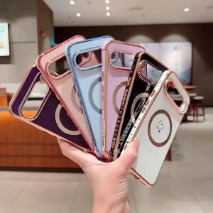 Fashion Plating Glossy Love Heart Phone Case For Google Pixel 11 Pro XL 8 9 10 Pro 8A 9A 10A for Magsafe Charge Shockproof Cover