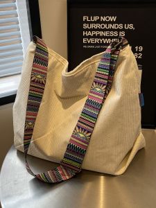 Large Capacity Corduroy Shoulder Bag Womens Fashionable Autumn Winter Crossbody Tote Bag Commuter Single Strap Bag