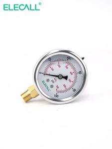 ELECALL Pressure Gauge 0-30/0-100 Psi 1/4”NPT Water Pressure Gauge for Gas Air Hydraulic with Oil Glycerin