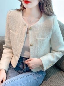 Korean Style Short Coat Korean Version Coarse Tweed Womens Jacket Elegant Ladylike Spring Autumn Outerwear