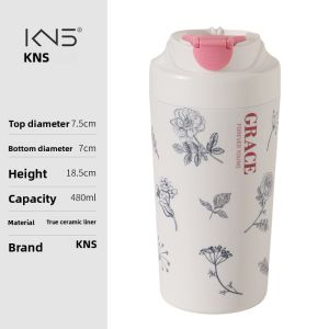 Modern Minimalist Ceramic Inner Barrel Insulated Mug for Men And Women Students Fashion Personal Coffee Cup High Aesthetic Value Flip Cover Self-Contained Rope Water Cup