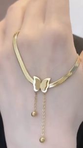 [ Bayar Ditempat ] Kalung Titanium Rose Gold Liontin Kupu Kupu / Kalung Wanita / Accesories Wanita Kalung Titanium Anti Karat selamanya / COD