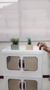 Foldable Plastic Storage Box With Wheels3 Layer Clothing Storage Cabinet(8870-3)