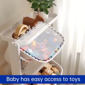 Goody Multifunctional Laundry Basket with Wheels Multi-layer Shelf Bathroom Movable Storage Basket with Wheel Laundry Hampers