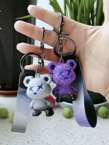 Móc Khóa Mặt Dây Chuyền Nữ Cặp Đôi Graffiti Gấu Nam Xe Móc Khóa Sáng Tạo Ngày Lễ Nhỏ Quà Tặng Mặt Dây Chuyền