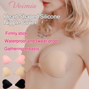 👙 Heart-shaped silicone bra Bikini Nipple Covers silicone bra matte silicone bra round Nipple Covers strong adhesive all day thick silicone does not make the nipples black soft silicone bra pad heart-shaped waterproof sweat-proof wing bra