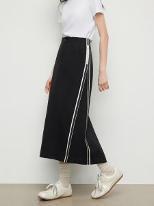 MIXMAX เสื้อผ้าผู้หญิง กระโปรงทรงเอเอวกลาง ทรงหลวม ผ้าไนลอน ทรงหลวม ฤดูใบไม้ร่วง 2024 กระโปรงทรงเอเอวกลาง